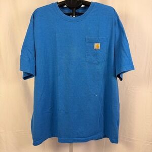 Carhartt Men's 2XL Blue Loose Fit Short Sleeve Pocket T Shirt Tee Top